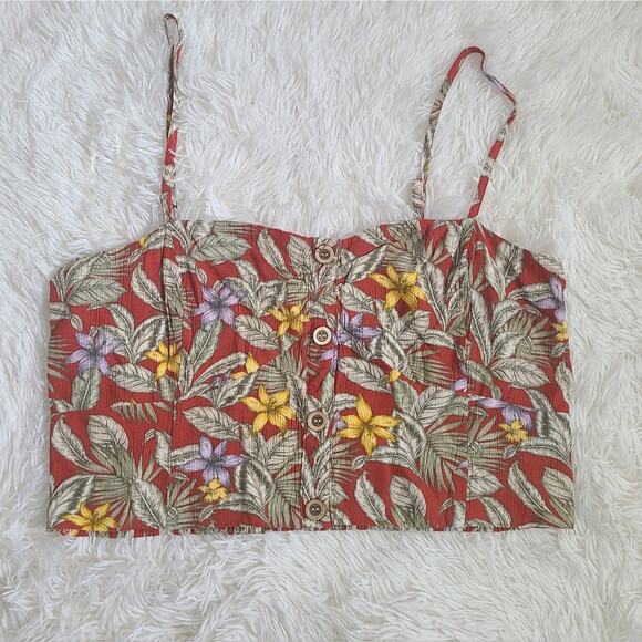 Aeropostale Tropical Button-Front Crop Tank Top NWT Size XXL - Picture 2 of 11